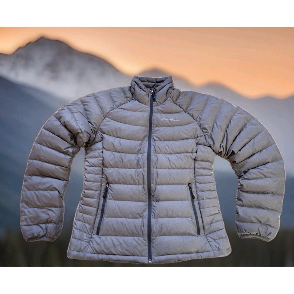 Eddie Bauer Puffer Jacket Womens Small Gray Excellent First Ascent StormDown 800